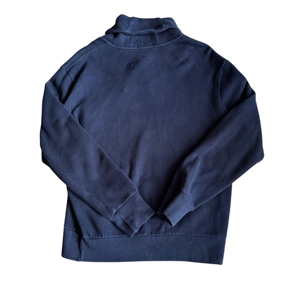 Polo Ralph Lauren Sweater Men's Medium Navy Shawl‎ Collar Pullover Elbow Patches - Picture 3 of 11